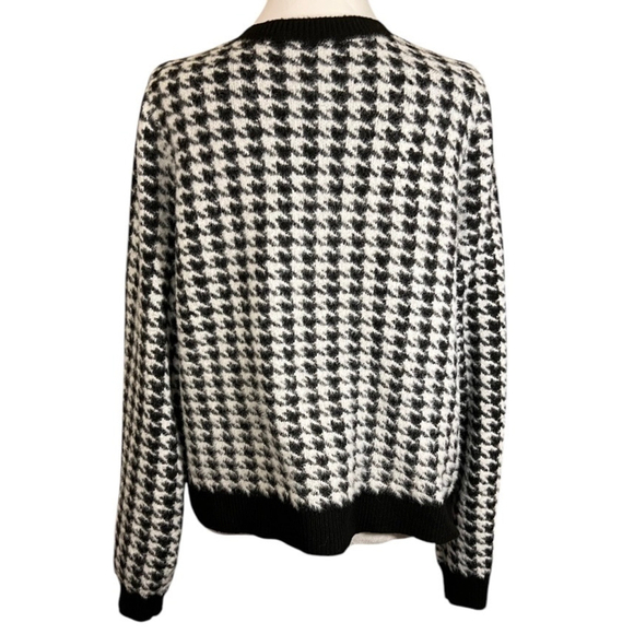 Tahari houndstooth Cardigan, XL,‎ Black/White - Picture 2 of 6